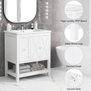 30" Bathroom Vanity with Sink Top, Bathroom Vanity Cabinet with Two Doors and One Drawer, MDF Boards, Solid Wood, One Package, White