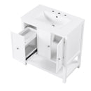 30" Bathroom Vanity with Sink Top, Bathroom Vanity Cabinet with Two Doors and One Drawer, MDF Boards, Solid Wood, One Package, White