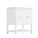 30" Bathroom Vanity with Sink Top, Bathroom Vanity Cabinet with Two Doors and One Drawer, MDF Boards, Solid Wood, One Package, White
