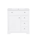 30" Bathroom Vanity with Sink Top, Bathroom Vanity Cabinet with Door and Two Drawers, MDF Boards, Solid Wood, One Package, White