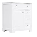30" Bathroom Vanity with Sink Top, Bathroom Vanity Cabinet with Door and Two Drawers, MDF Boards, Solid Wood, One Package, White