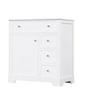 30" Bathroom Vanity with Sink Top, Bathroom Vanity Cabinet with Door and Two Drawers, MDF Boards, Solid Wood, One Package, White