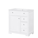 30" Bathroom Vanity with Sink Top, Bathroom Vanity Cabinet with Door and Two Drawers, MDF Boards, Solid Wood, One Package, White