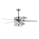 52 Inch Crystal Chandelier Fan Dual Finish Reversible Blades, Fandelier for Living Room, Dining Room, Bedroom, Family Room, Chrome