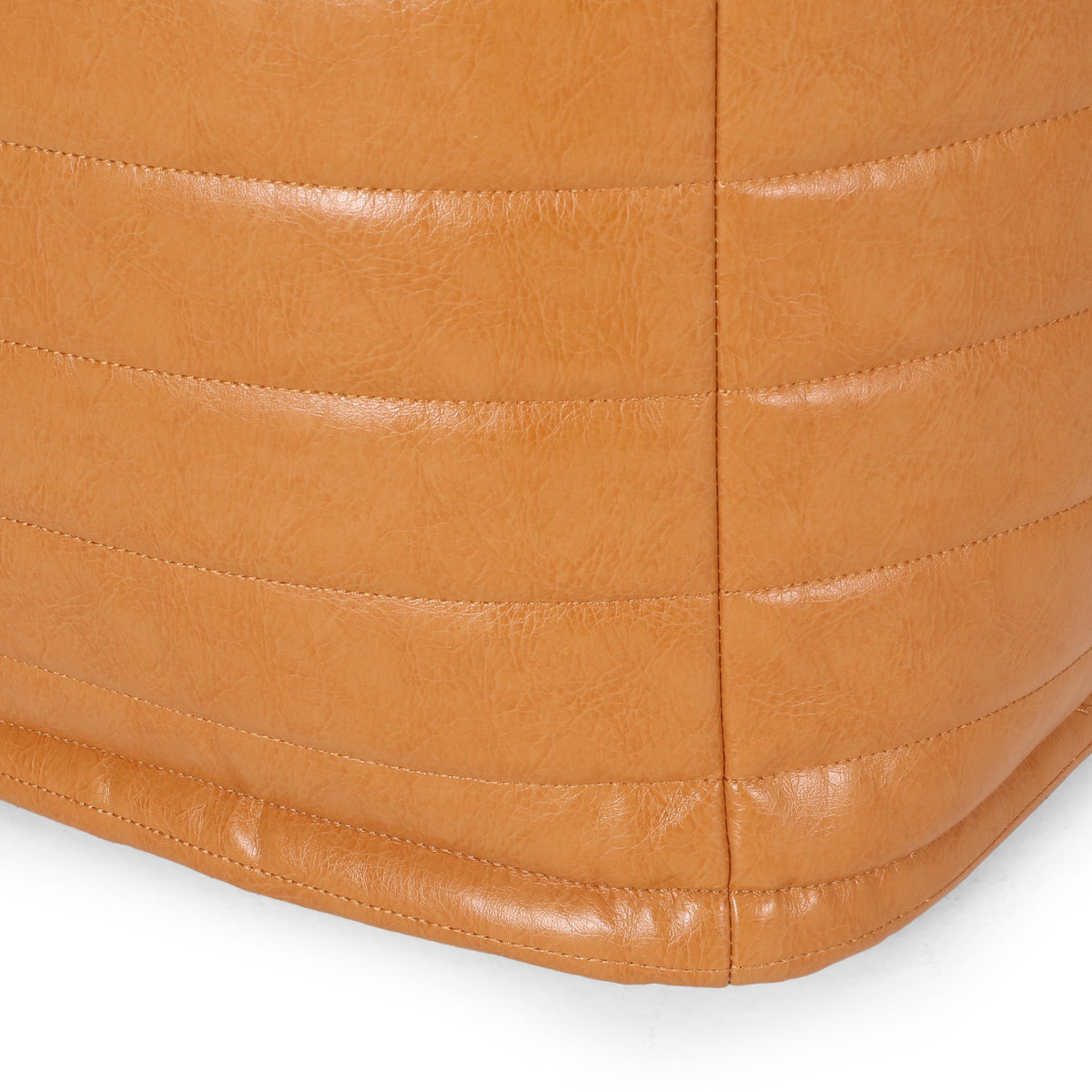 Candy Contemporary Faux Leather Square Pouf, photo 4 of 7