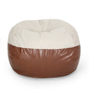 Maxi 5 Foot Two Color Fabric and Faux Leather Rounded Bean Bag