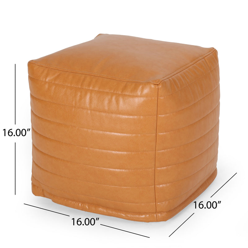 Candy Contemporary Faux Leather Square Pouf, photo 5 of 7
