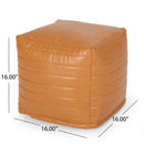 Candy Contemporary Faux Leather Square Pouf