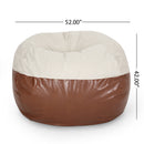 Maxi 5 Foot Two Color Fabric and Faux Leather Rounded Bean Bag