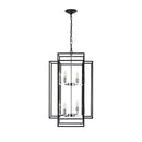 8-Lights Lantern Tiered Pendant Light Fixtures, Industrial Farmhouse Hanging Chandelier for Entryway, Foyer, Living Room, Kitchen Island, Staircase(Black & Silver)