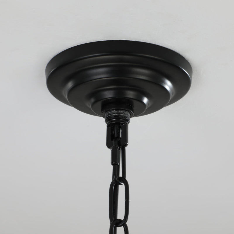 8-Lights Lantern Tiered Pendant Light Fixtures, Industrial Farmhouse Hanging Chandelier for Entryway, Foyer, Living Room, Kitchen Island, Staircase(Black & Silver)