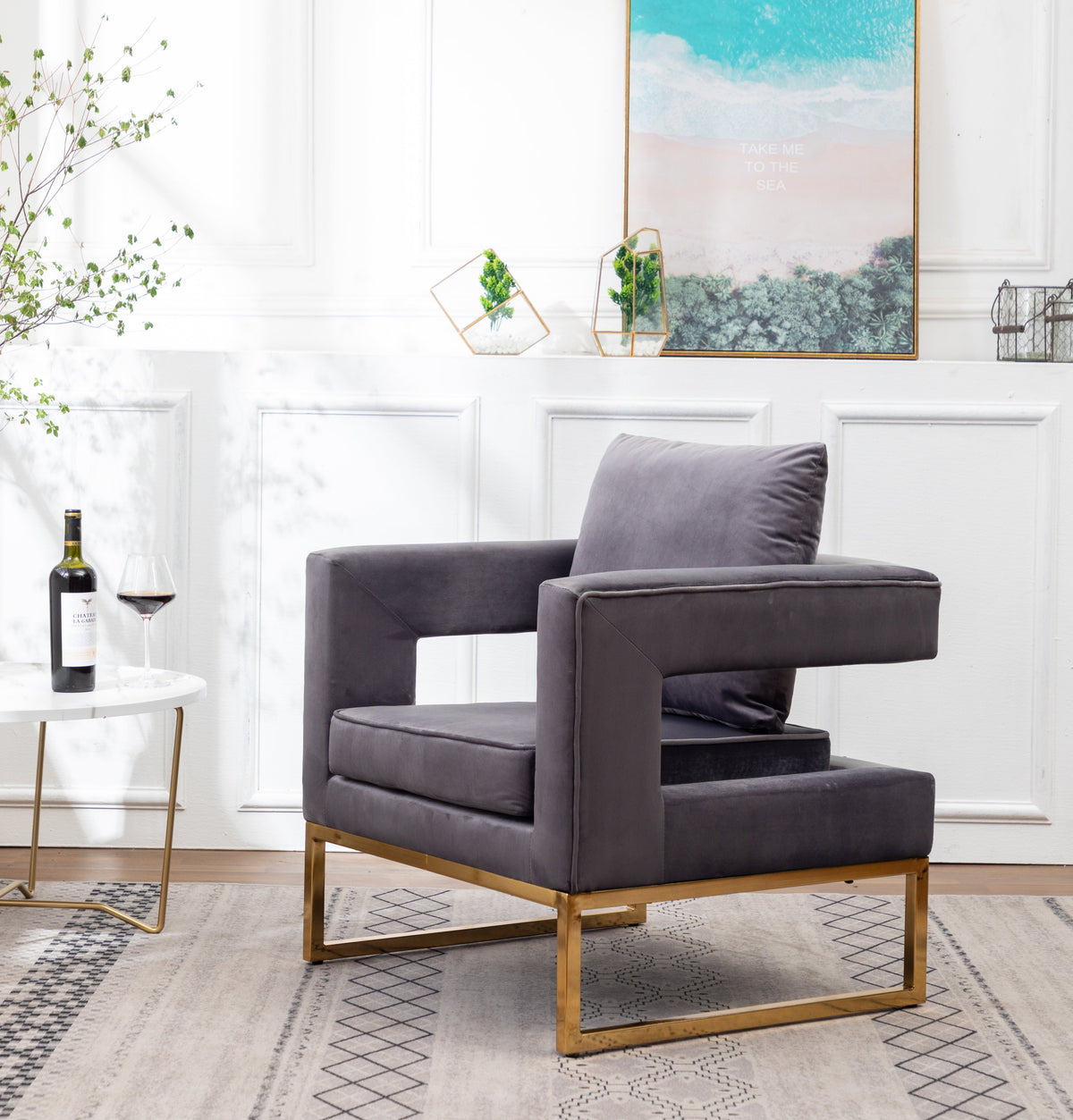 Lenola Contemporary Upholstered Accent Arm Chair, photo 3 of 10