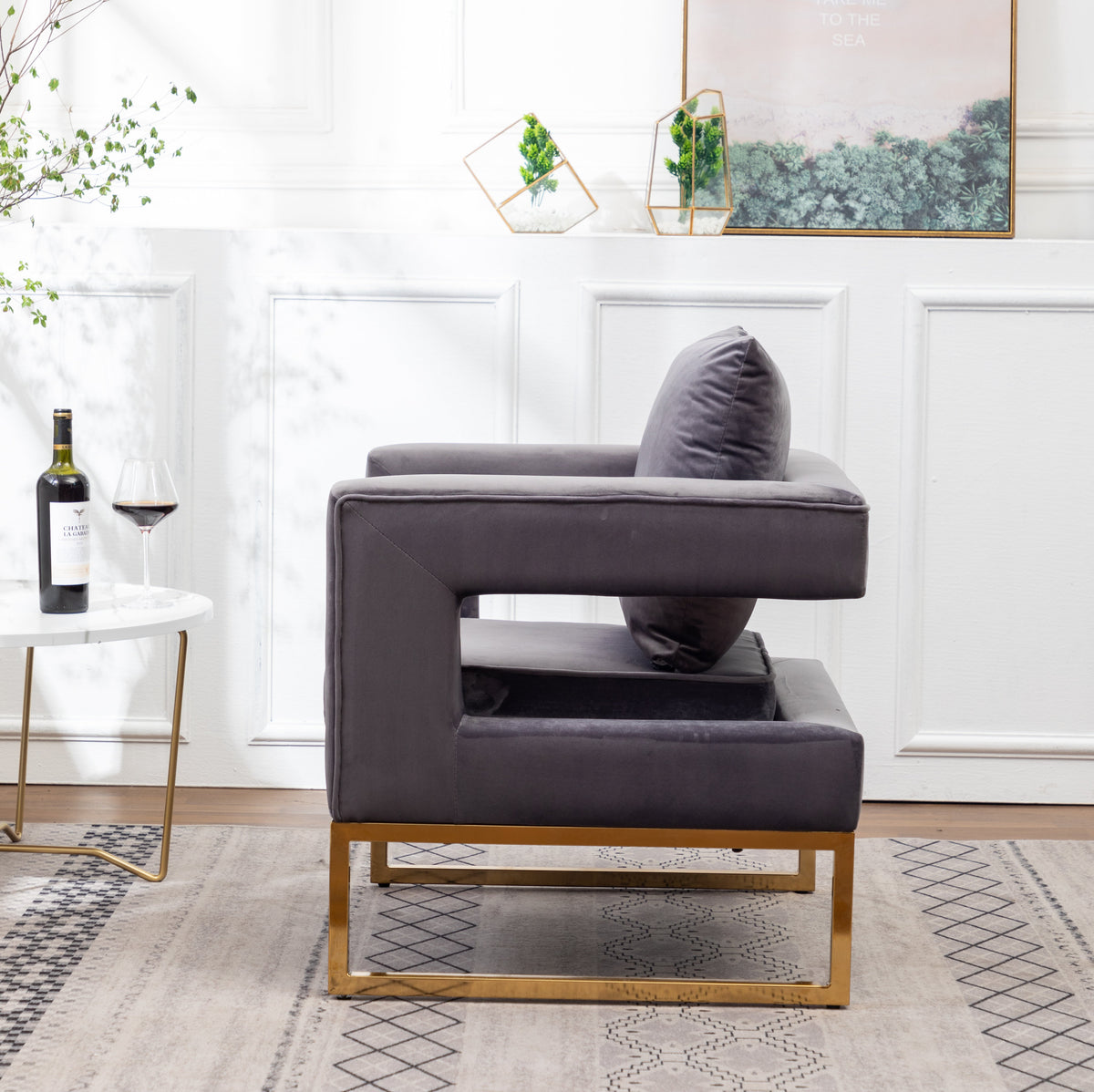Lenola Contemporary Upholstered Accent Arm Chair, photo 4 of 10