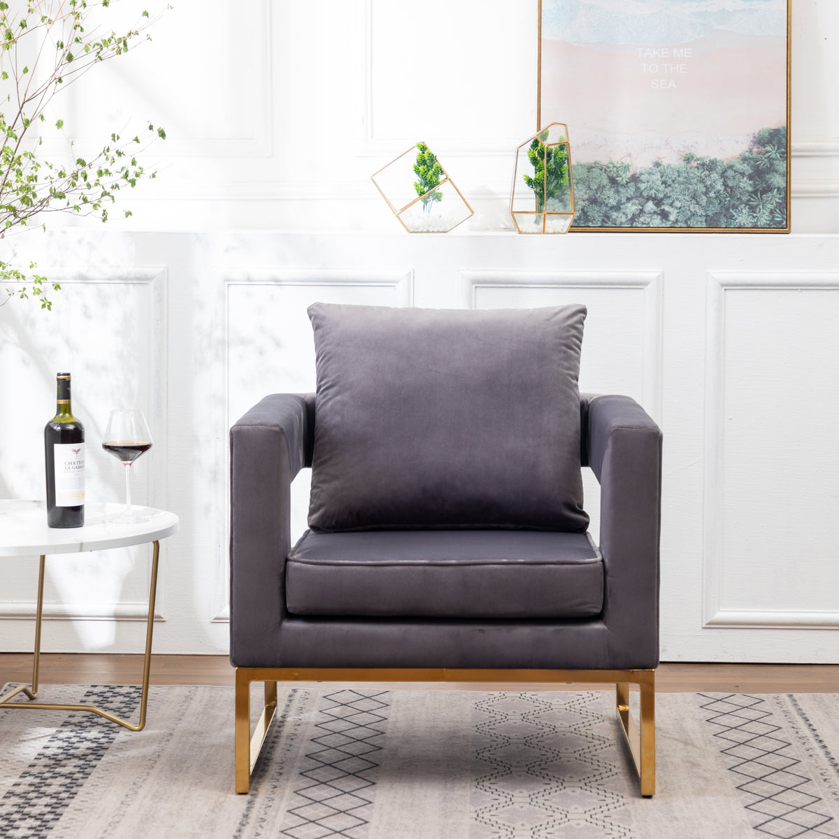 Lenola Contemporary Upholstered Accent Arm Chair, photo 6 of 10