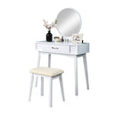 Maly Contemporary Wood Vanity and Stool Set