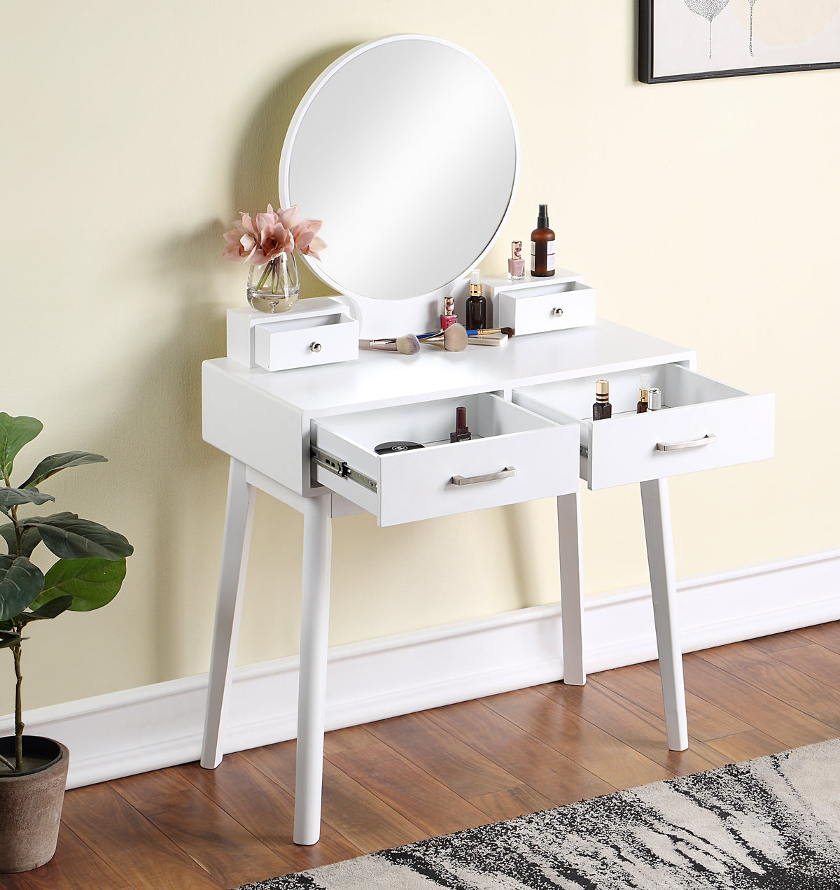 Liannon Contemporary Wood Vanity and Stool Set, photo 4 of 6