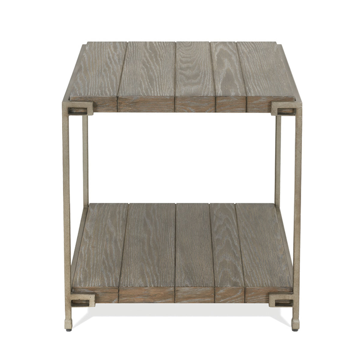 Corbeta Metal Frame Wood Living Room End Table with Shelf, photo 6 of 8