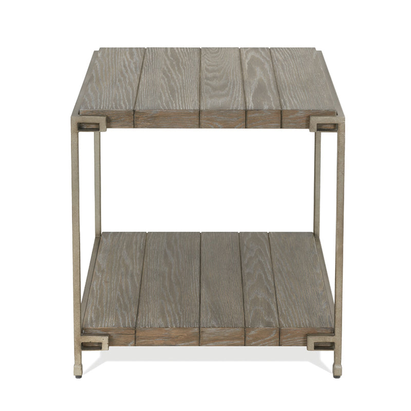 Corbeta Metal Frame Wood Living Room End Table with Shelf, photo 6 of 8