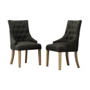 Charcoal Button Tufted Wingback Hostess Chairs Set of 2