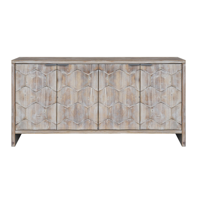 Accent Cabinet Farmhouse Style 4 Door Wooden Cabinet Sideboard Buffet Server Cabinet Storage Cabinet, for Living Room, Entryway, Hallway, Office, Kitchen and Dining Room, Natural Wood Wash