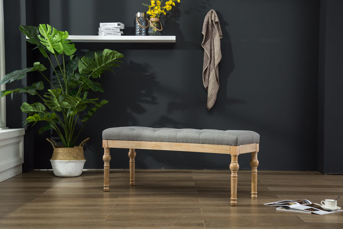 Habit Solid Wood Button Tufted Dining Bench, photo 4 of 8