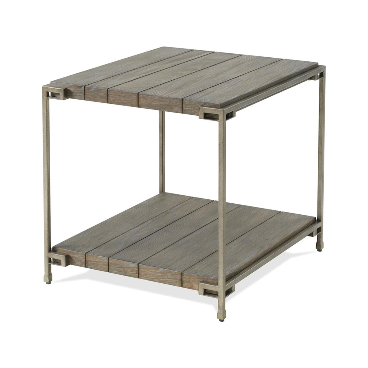 Corbeta Metal Frame Wood Living Room End Table with Shelf, photo 2 of 8