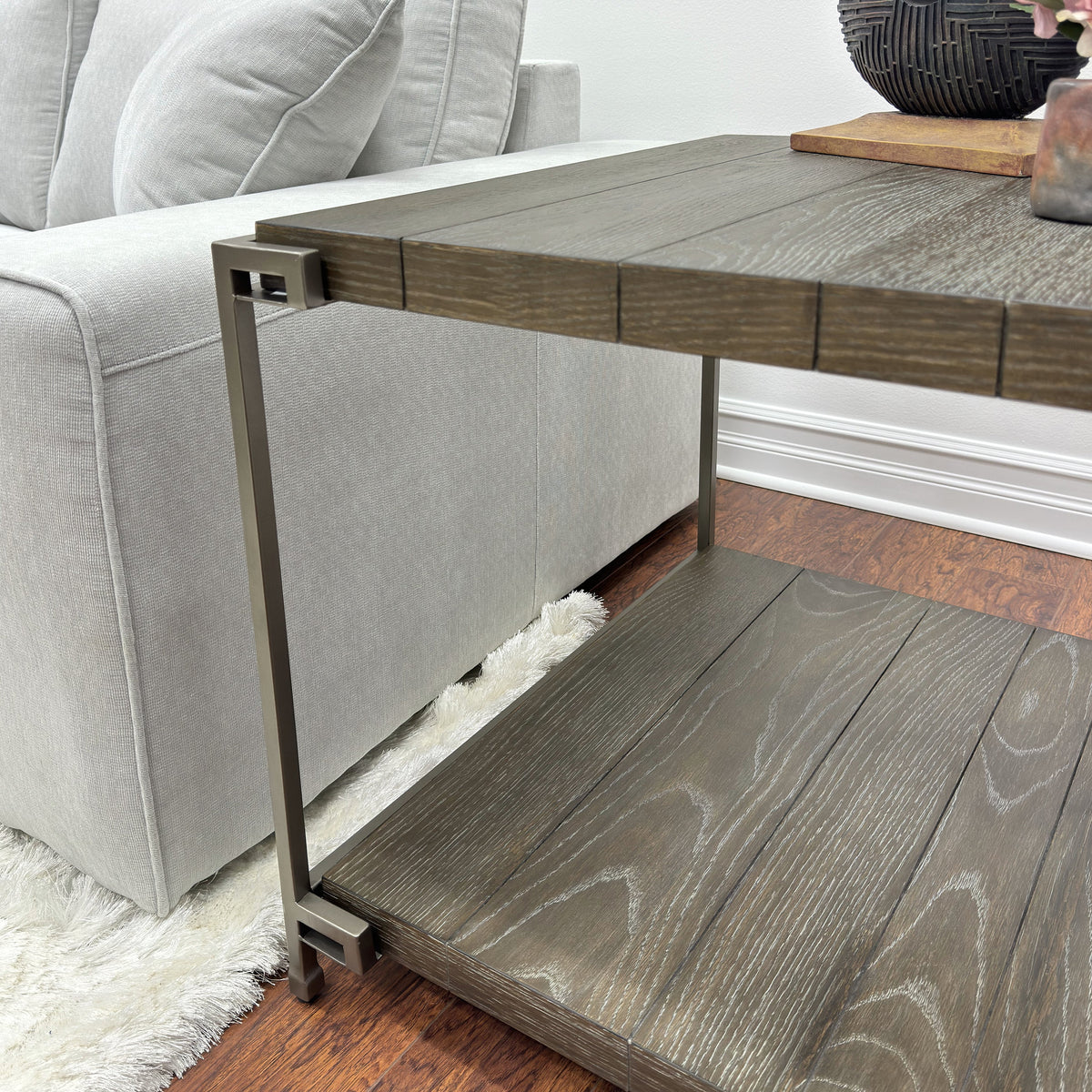 Corbeta Metal Frame Wood Living Room End Table with Shelf, photo 5 of 8