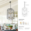 8-Lights Lantern Tiered Pendant Light Fixtures, Industrial Farmhouse Hanging Chandelier for Entryway, Foyer, Living Room, Kitchen Island, Staircase(Black & Gold)