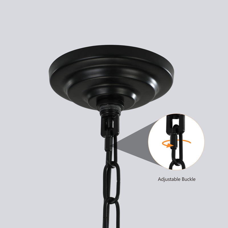 8-Lights Lantern Tiered Pendant Light Fixtures, Industrial Farmhouse Hanging Chandelier for Entryway, Foyer, Living Room, Kitchen Island, Staircase(Black & Gold)