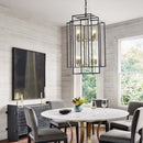 8-Lights Lantern Tiered Pendant Light Fixtures, Industrial Farmhouse Hanging Chandelier for Entryway, Foyer, Living Room, Kitchen Island, Staircase(Black & Gold)