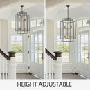 8-Lights Lantern Tiered Pendant Light Fixtures, Industrial Farmhouse Hanging Chandelier for Entryway, Foyer, Living Room, Kitchen Island, Staircase(Black & Gold)