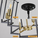 8-Lights Lantern Tiered Pendant Light Fixtures, Industrial Farmhouse Hanging Chandelier for Entryway, Foyer, Living Room, Kitchen Island, Staircase(Black & Gold)