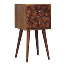 Solid Wood Mini Cube Nightstand, 2-Drawers, Chestnut