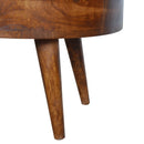 Chestnut Rounded Coffee Table, Nordic Legs, 2-Drawers