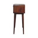 Sonata Chestnut Console Table, Nordic Legs, 2-Drawers, Open Slot