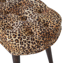 Solid Wood Leopard Print Deep Button Upholstered Bench