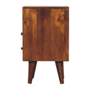 Solid Wood Mini Classic Chestnut Bedside, 2-Drawers, 1 Open Slot, Nordic Legs