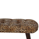 Solid Wood Leopard Print Deep Button Upholstered Bench