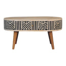 Edessa Bone Inlay Coffee Table, 2-Drawers, Nordic Legs