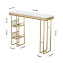 55.1" Modern Straight Bar Table with Shelves in White & Gold