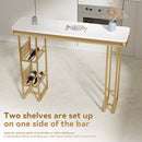 55.1" Modern Straight Bar Table with Shelves in White & Gold