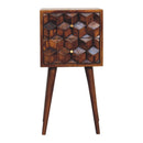Solid Wood Mini Cube Nightstand, 2-Drawers, Chestnut