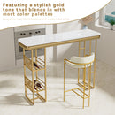 55.1" Modern Straight Bar Table with Shelves in White & Gold