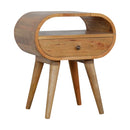 Circular Open Slot Nightstand, 1-Drawer, 1 Open Slot, Nordic Legs