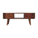 Chestnut Round Open Media Unit, 2-Drawers, 1 Open Slot
