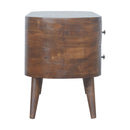 Chestnut Rounded Entertainment Unit, Nordic Legs, 4-Drawers, 2 Open Slot