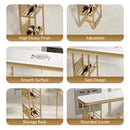 55.1" Modern Straight Bar Table with Shelves in White & Gold