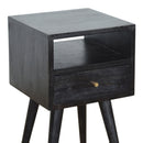 Solid Wood, Mini Nightstand, 1-Drawer, 1 Open-Slot, Ash