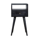 Solid Wood, Mini Nightstand, 1-Drawer, 1 Open-Slot, Ash