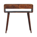 Sonata Chestnut Console Table, Nordic Legs, 2-Drawers, Open Slot